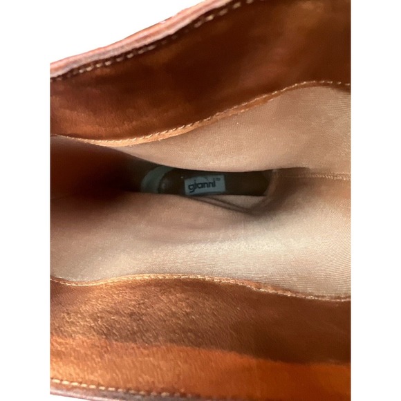 Gianni Bini Brown Perforated Leather Knee High Riding Boots Women 5B - Picture 5 of 5